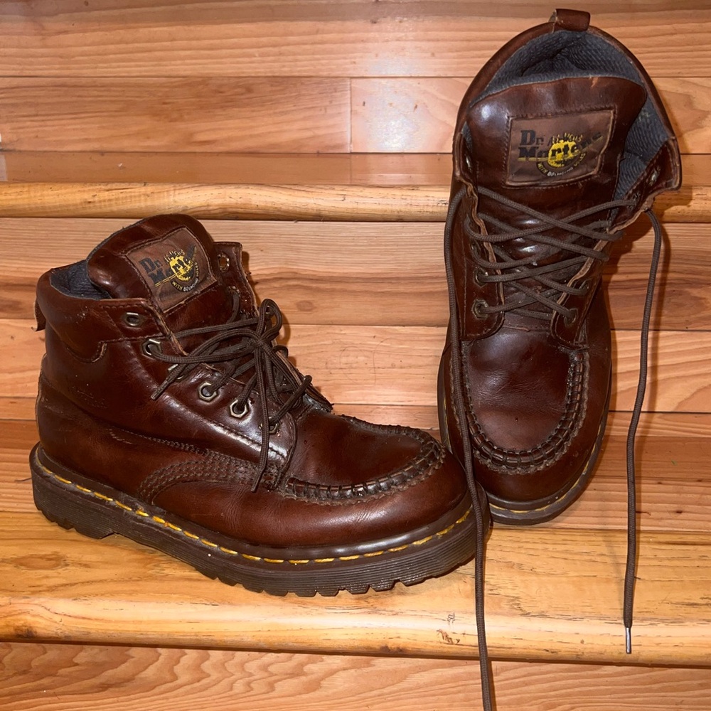 Dr. Martens Brown Leather Boots with Sturdy Sole